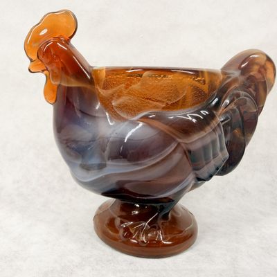 IMPERIAL GLASS CARAMEL SLAG TOOTHPICK HOLDER