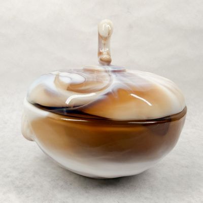 IMPERIAL CARAMEL SLAG GLASS COVERED DISH