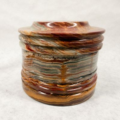 VINTAGE BANDED ONYX LIDDED CANISTER