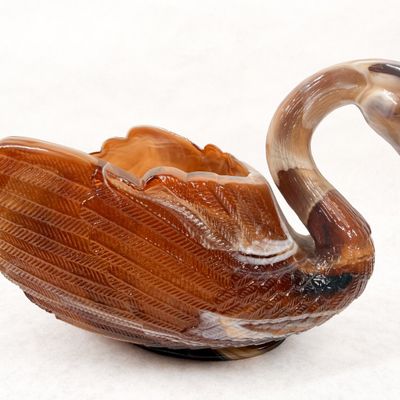 IMPERIAL SLAG GLASS SWAN BOWL, CIRCA 1951-1972