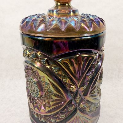 IMPERIAL AMETHYST CARNIVAL GLASS JAR