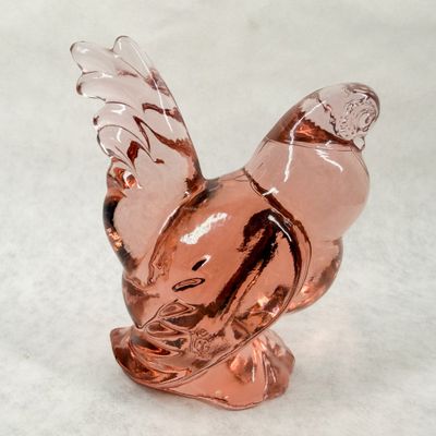 IMPERIAL PINK PRESSED GLASS ROOSTER 1970s