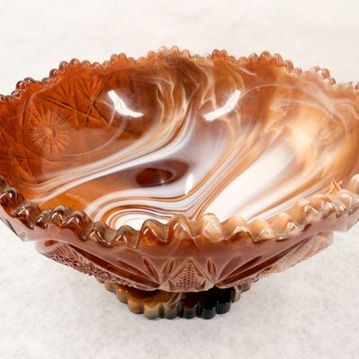 IMPERIAL CARAMEL SLAG GLASS FOOTED BOWL