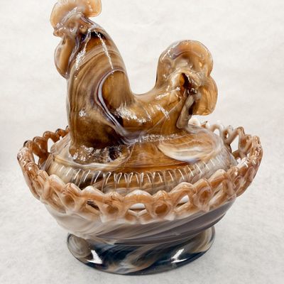 IMPERIAL CARAMEL SLAG GLASS ROOSTER