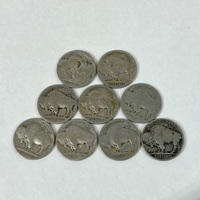 Sale Photo Thumbnail #61: 9 BUFFALO NICKELS