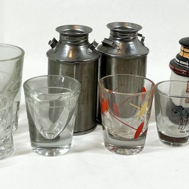 Sale Photo Thumbnail #68: ASSORTED SHOT GLASSES AND SALT AND PEPPER SHAKERS