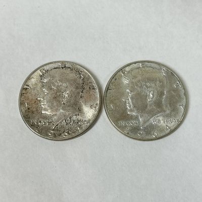 Sale Photo Thumbnail #54: 2- 1964 KENNEDY HALF DOLLAR COINS