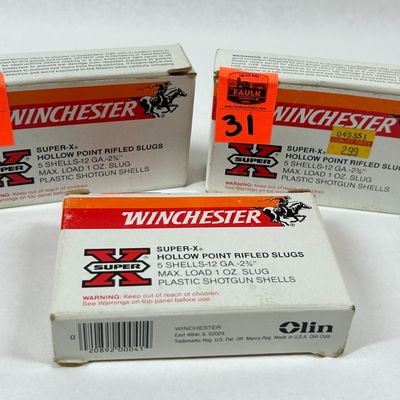 Sale Photo Thumbnail #32: (3) WINCHESTER SUPER-X HOLLOW POINT RIFELED SLUGS