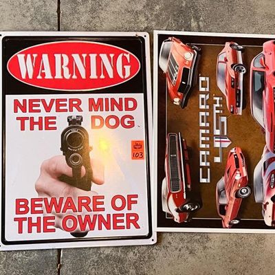 Sale Photo Thumbnail #105: CAMARO & WARNING METAL SIGNS
