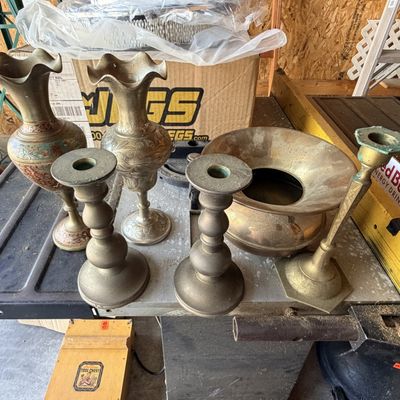Sale Photo Thumbnail #100: VINTAGE BRASS CANDLE STICKS