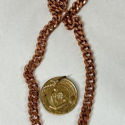 Sale Photo Thumbnail #55: MARINE CORPS MEDALLION WITH COPPER CHAIN