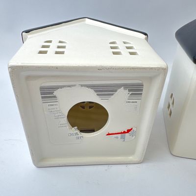 Set of 3 Ceramic Village House Tealight Holders