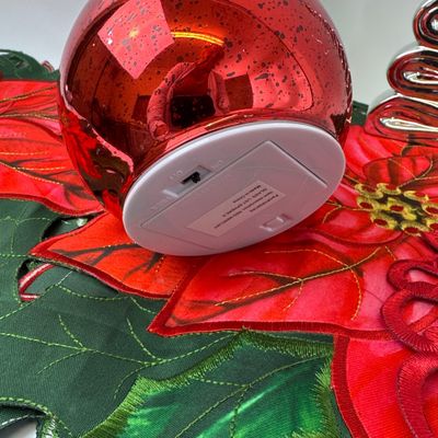 Assorted Christmas Decor Lot with Poinsettia Runner