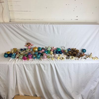 3187 Large Assortment of Glass Ball Ornaments Vintage and New