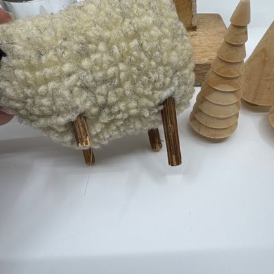 Rustic Christmas Nativity & Sheep Decor Set