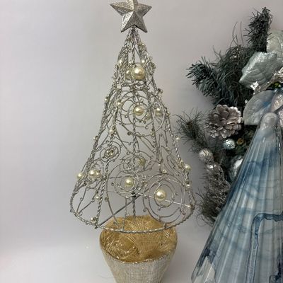 Assorted Christmas Decor Wreath and Tabletop Trees - 4 Pieces