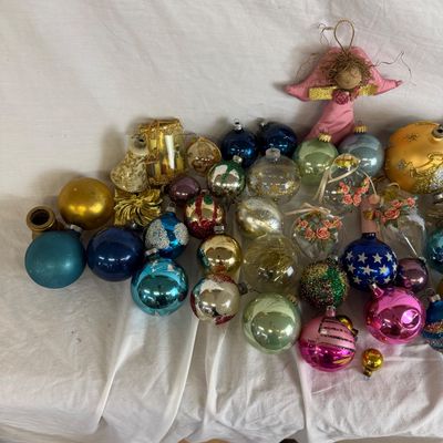 3187 Large Assortment of Glass Ball Ornaments Vintage and New