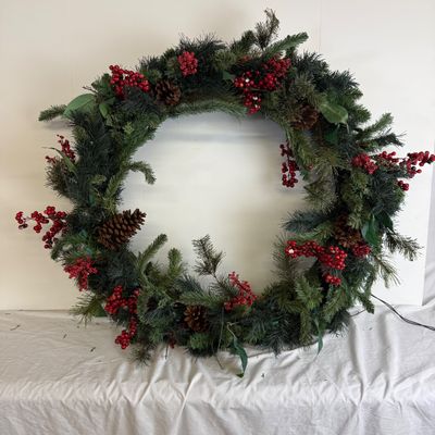 3184 Large 34" Artifical Pinecone & Berry Wreath
