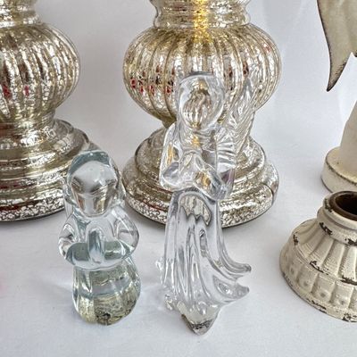 Holiday Candle Holders and Angel Decor Lot