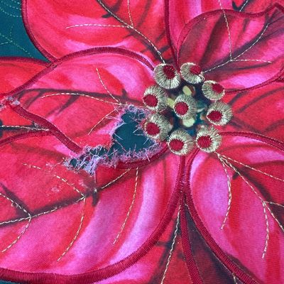 Assorted Christmas Decor Lot with Poinsettia Runner