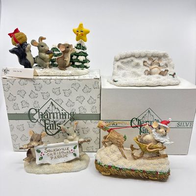 Charming Tails Christmas Figurines Lot of 4 with Boxes