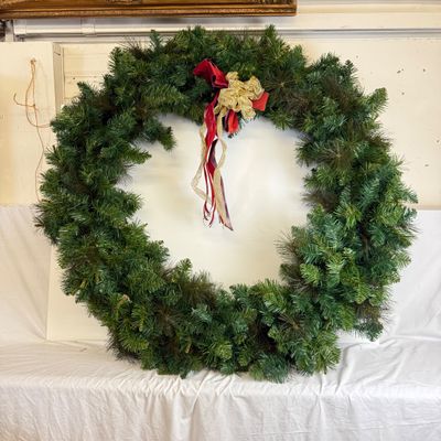 3183 Large 50" Artificial Green Wreath with Bow