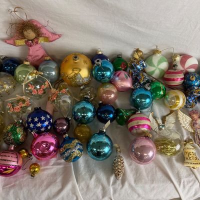 3187 Large Assortment of Glass Ball Ornaments Vintage and New
