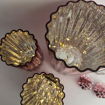 Pink Mercury Glass Vases and Christmas Decor Set
