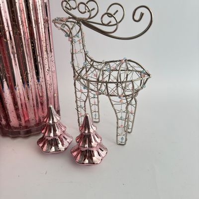 Pink Mercury Glass Vases and Christmas Decor Set