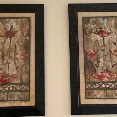 Pair of Framed Contemporary Floral Botanical Prints