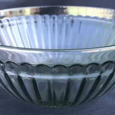 Vintage Clear Glass Ribbed Serving Bowl – 7”