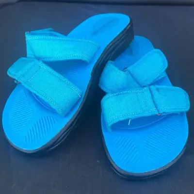 Women’s Blue Comfort Slide Sandals Adjustable Straps Size 8M Casual Summer Shoes