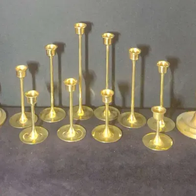 14 Brass Candle Holders 