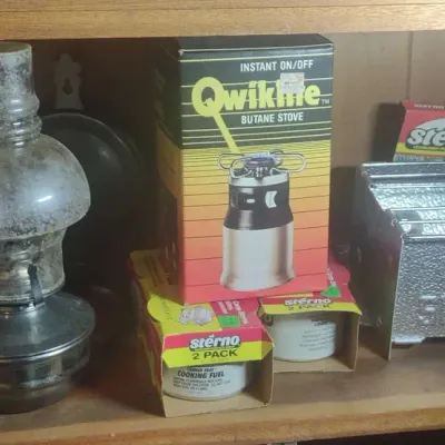 Storm Prep, Oil Lamp And Sterno