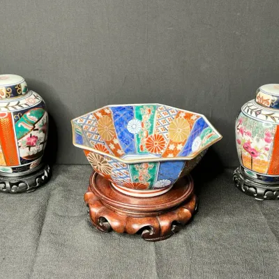 Asian Ginger Jars And Bowl
