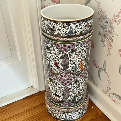 Vintage Portuguese Ceramic Umbrella Stand 