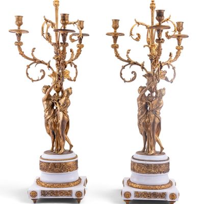Sale Photo Thumbnail #304: Pair of French Neoclassical 3-Light Candelabras