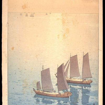 Sale Photo Thumbnail #196: Japanese Woodblock Glittering Sea Hiroshi Yoshida