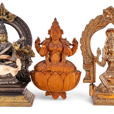 Sale Photo Thumbnail #120: Bronze Green Tara Bodhisattva Temple Figurines