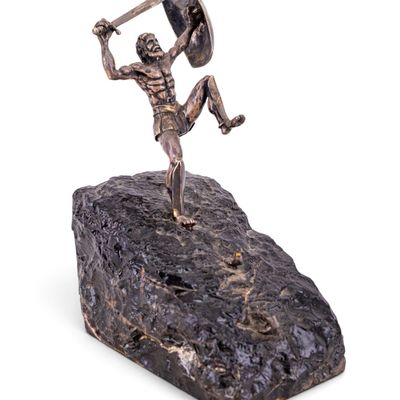 Sale Photo Thumbnail #331: Yaacov Heller "David Slaying Goliath" .925 Silver