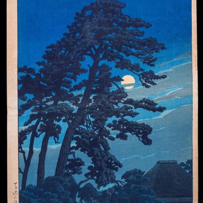 Sale Photo Thumbnail #197: Japanese Woodblock Moon at Magome Kawase Hasui