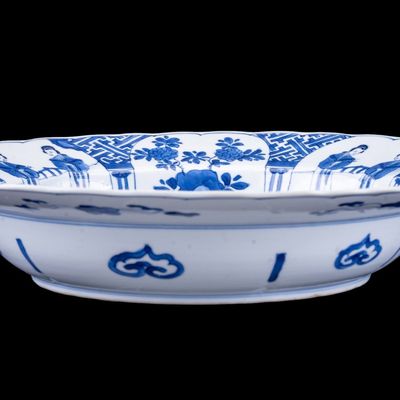 Sale Photo Thumbnail #136: Chinese Blue and White Scalloped Shallow Bowl