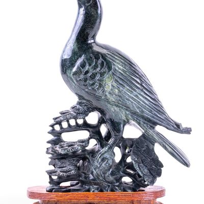 Sale Photo Thumbnail #156: Carved Chinese Spinach Jade Bird Statuette