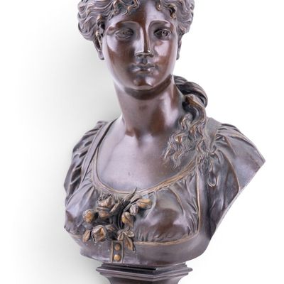Sale Photo Thumbnail #175: Signed Bronze  of Young Woman, Rene Bulens