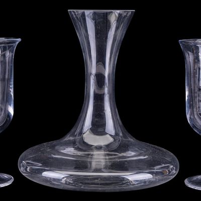 Sale Photo Thumbnail #281: Simon Pearce Wine Decanter, 2 Hurricane Goblets