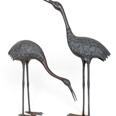 Sale Photo Thumbnail #346: SPI Cast Aluminum Stately Garden Crane Statue Pair