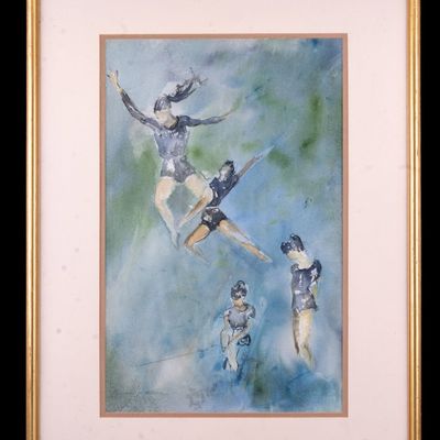 Sale Photo Thumbnail #246: Signed Watercolor of Dancers