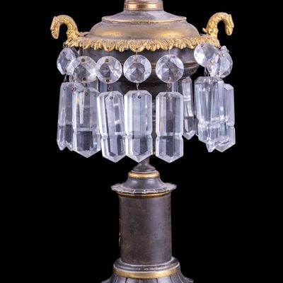 Sale Photo Thumbnail #137: Bronze & Crystal Prism Lamp