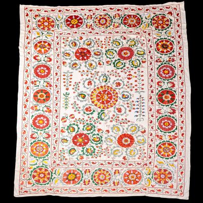 Sale Photo Thumbnail #78: Uzbeck Floral Hand-Made Suzani Textile