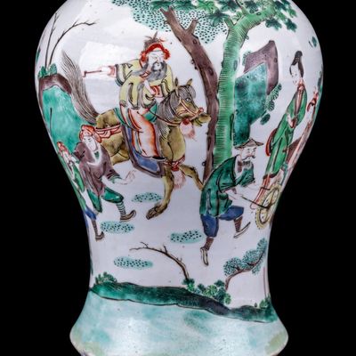 Sale Photo Thumbnail #168: 17th C Chinese Famille Verte Porcelain Vase